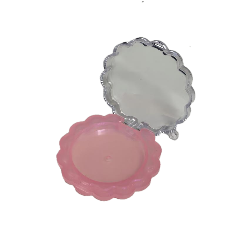 2524-1 علبة بودرة محمولة صغيرة على شكل بتلة وردية اللون