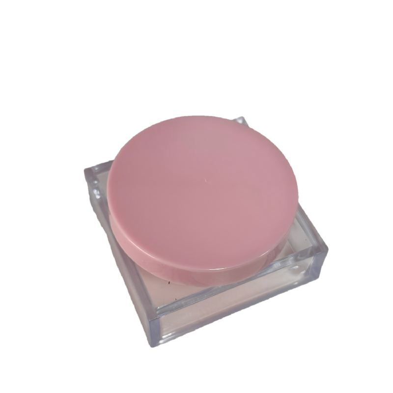 2522 علبة بودرة سائبة بلاستيكية فارغة بغطاء دائري مع حاوية تغليف مربعة شبكية دوارة