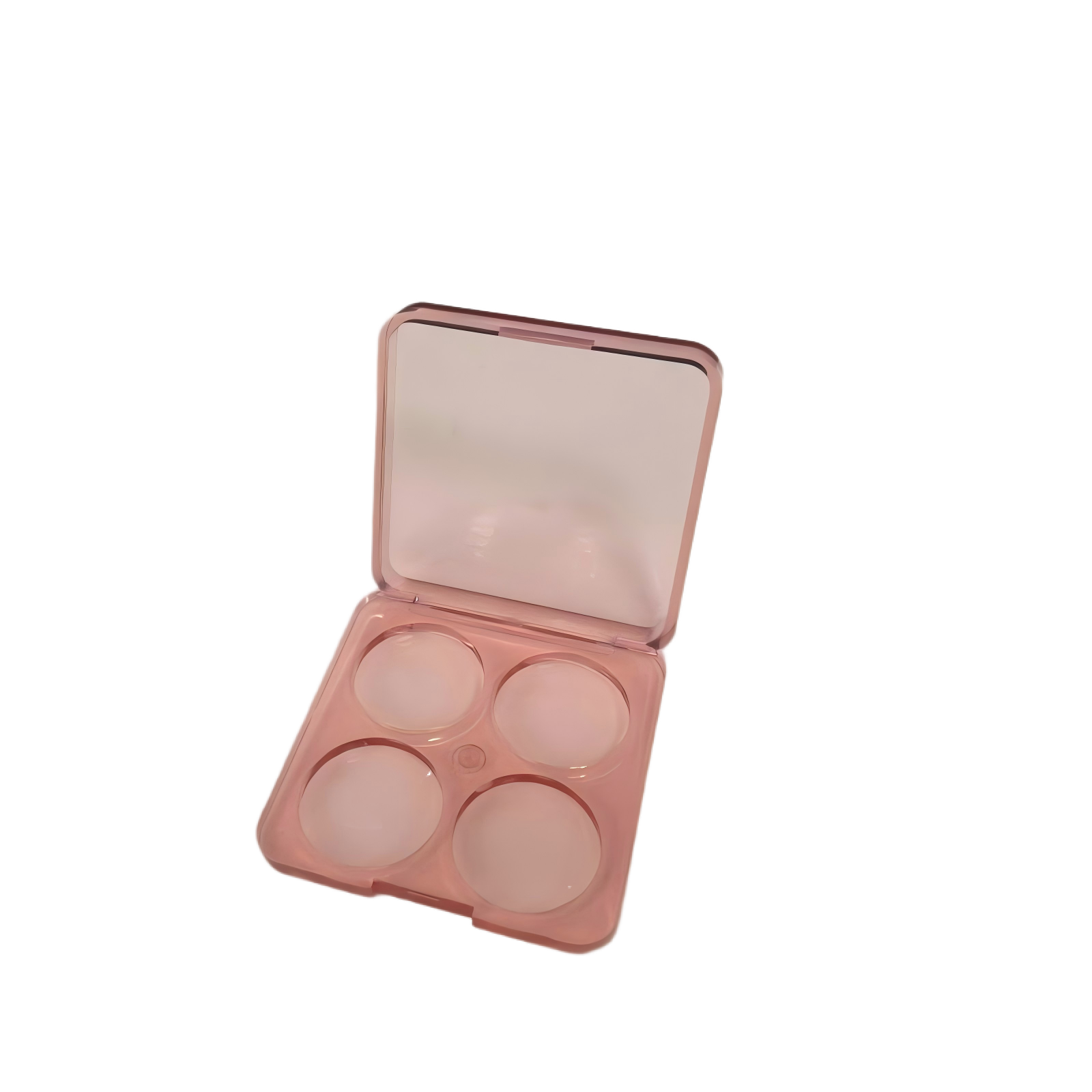 حقيبة مكياج فارغة بـ 4 أدراج – وردي ناعم مع مرآة مدمجة | مثالية للديار اليدوية (DIY) وتخزين ظلال العيون/بودرة/هايلايتر